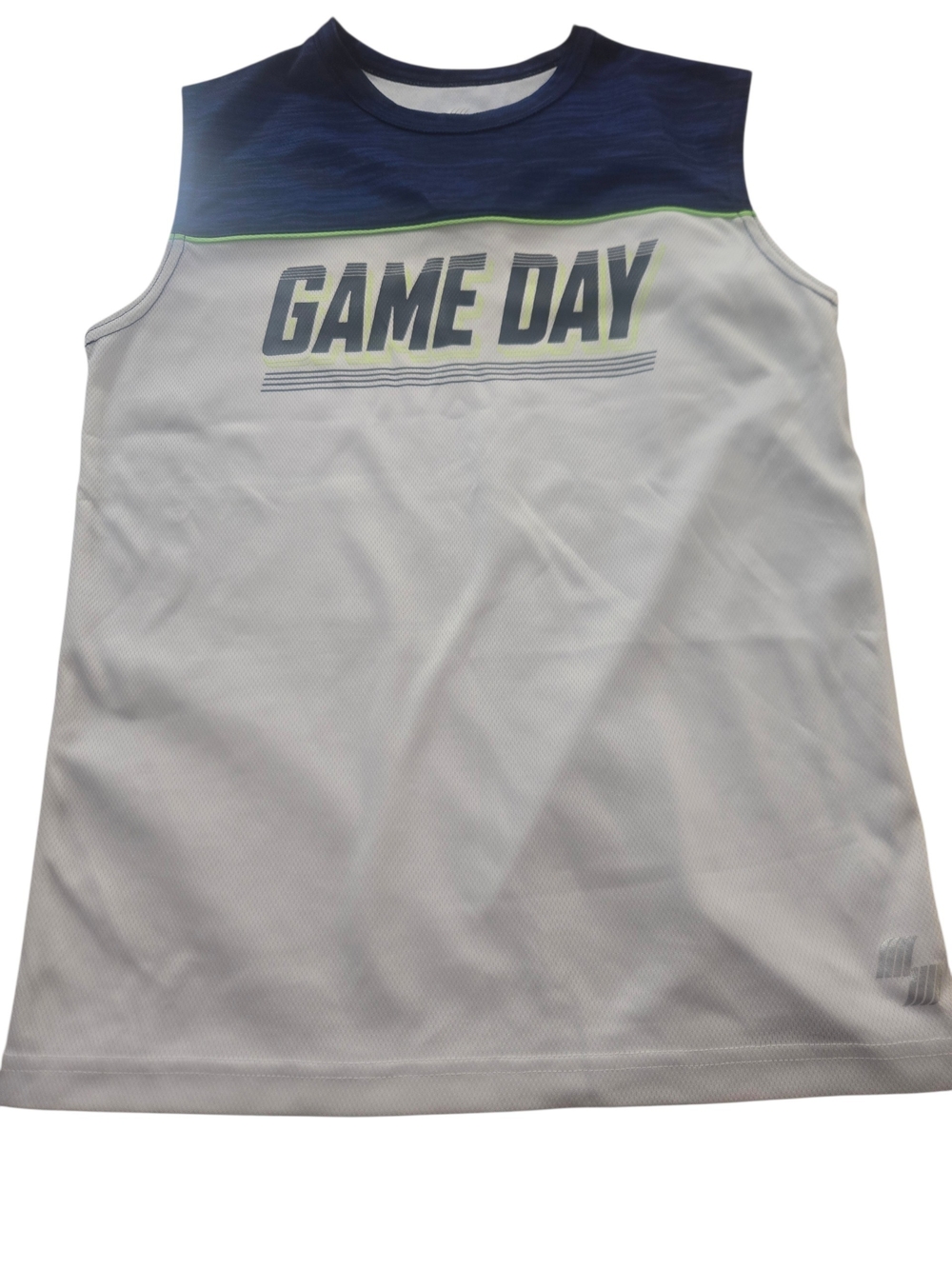 GAME DAY Sleeveless Athletic Tank Top - White & Navy - Picture 1 of 3